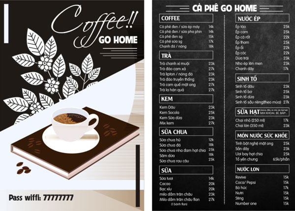 kinh nghiem lam menu quan ca phe hieu qua