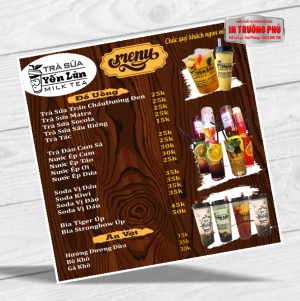 Menu trà sữa