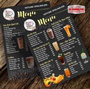Menu cafe & tea