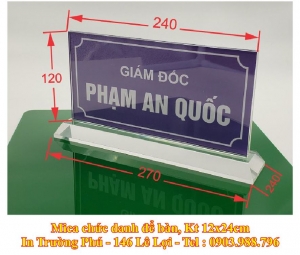 Mica chức danh để bàn, Kt 12x24cm