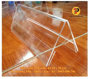 Mica để bàn chữ A (trong), kt 10x20cm