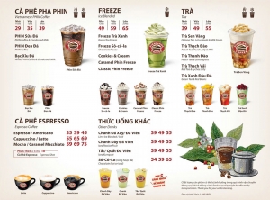 Menu cà phê