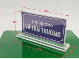 Mica chức danh để bàn Kt - 10x20cm