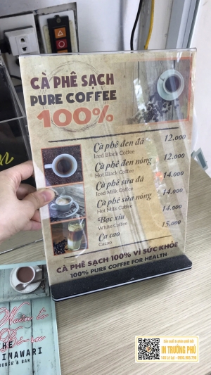 Menu cà phê sạch