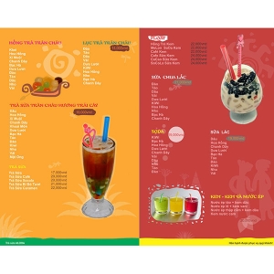 Menu quán trà sữa