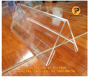 Biển chưc danh Mica chữ A (Trong) Kt  12 x 24cm
