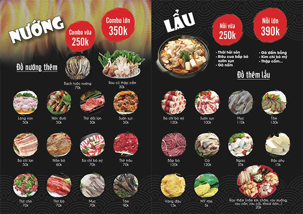 Thiết kế menu quán lẩu nướng